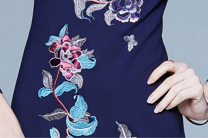 Temperament light embroidery slim dress for women