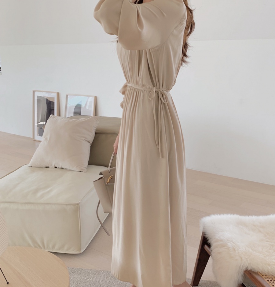 Pure long sleeve sweet elegant lady frenum dress