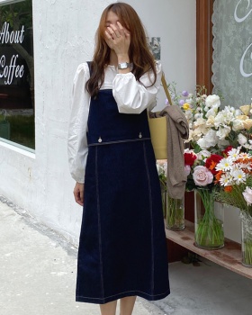 All-match loose strap dress Korean style denim dress