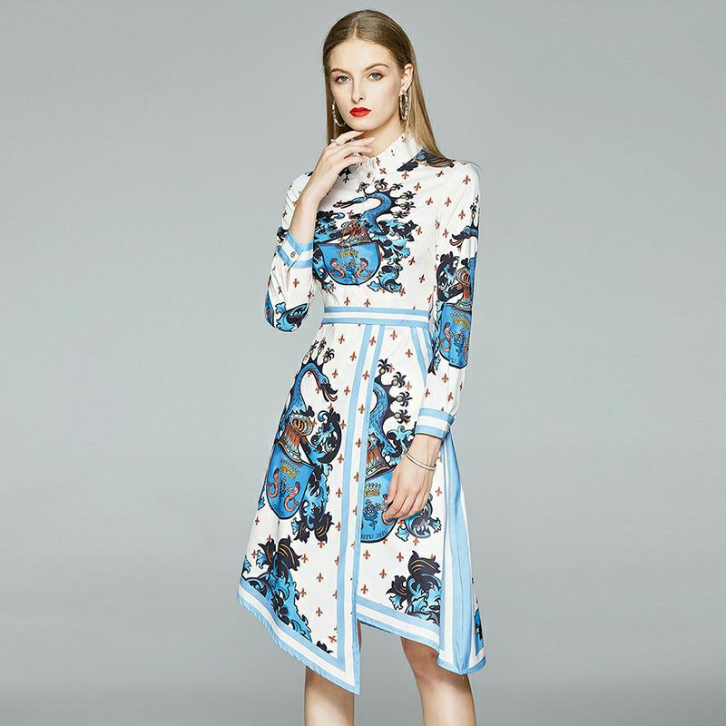 Autumn and winter long sleeve printing dress