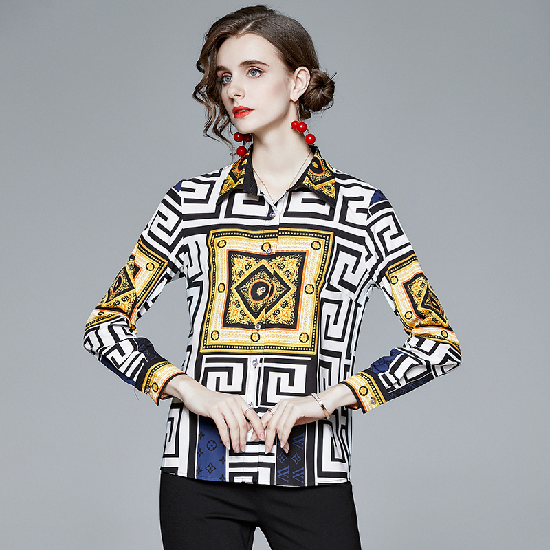 European style colors fashion slim autumn temperament shirt