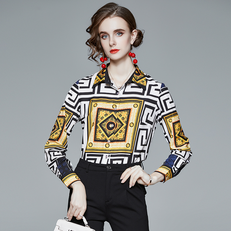 European style colors fashion slim autumn temperament shirt