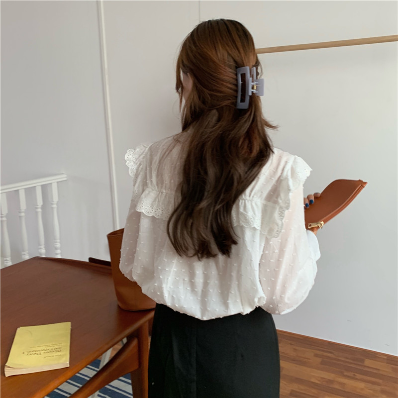 Fine long sleeve Korean style splice shirt