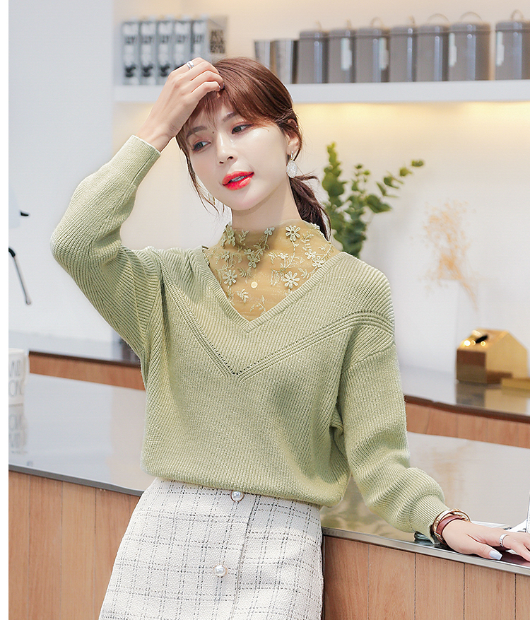 Splice bottoming shirt autumn and winter sweater for women