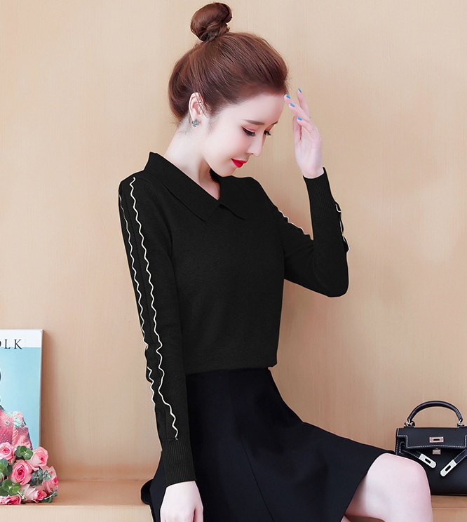 Autumn and winter bottoming shirt lapel sweater for women