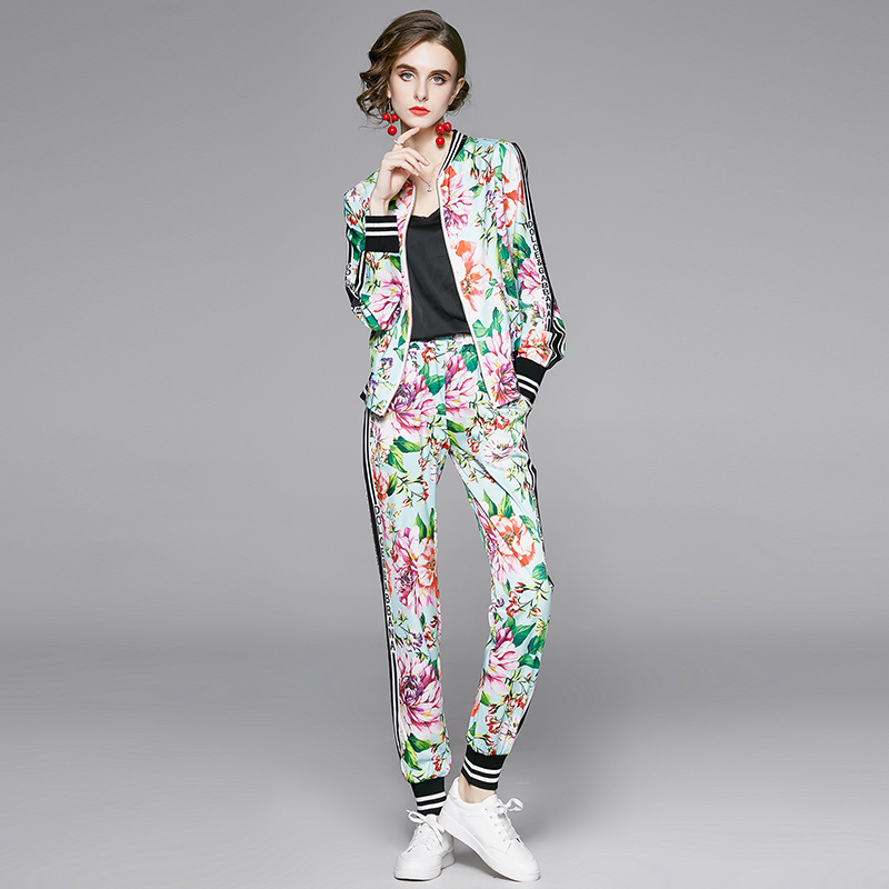 Printing all-match European style fashion slim jacket a set