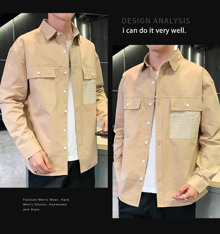 Loose all-match long sleeve coat handsome Casual shirt for men