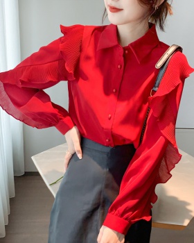 Retro fashion shirt lantern sleeve tops for women