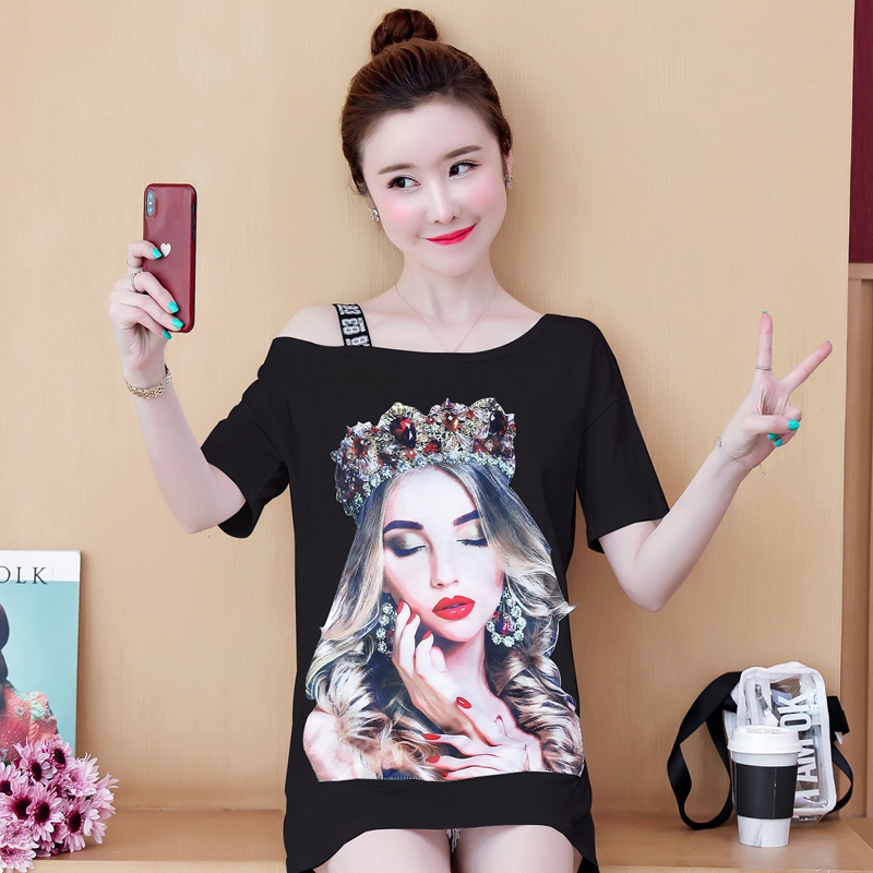 Korean style strapless T-shirt large yard tops for women