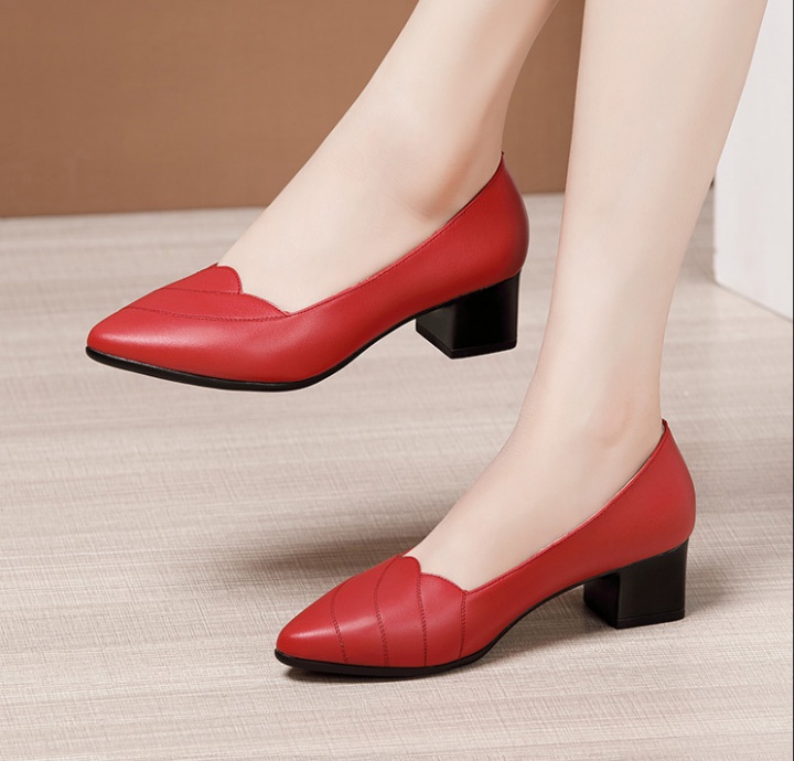 All-match large yard footware middle-heel buff shoes for women