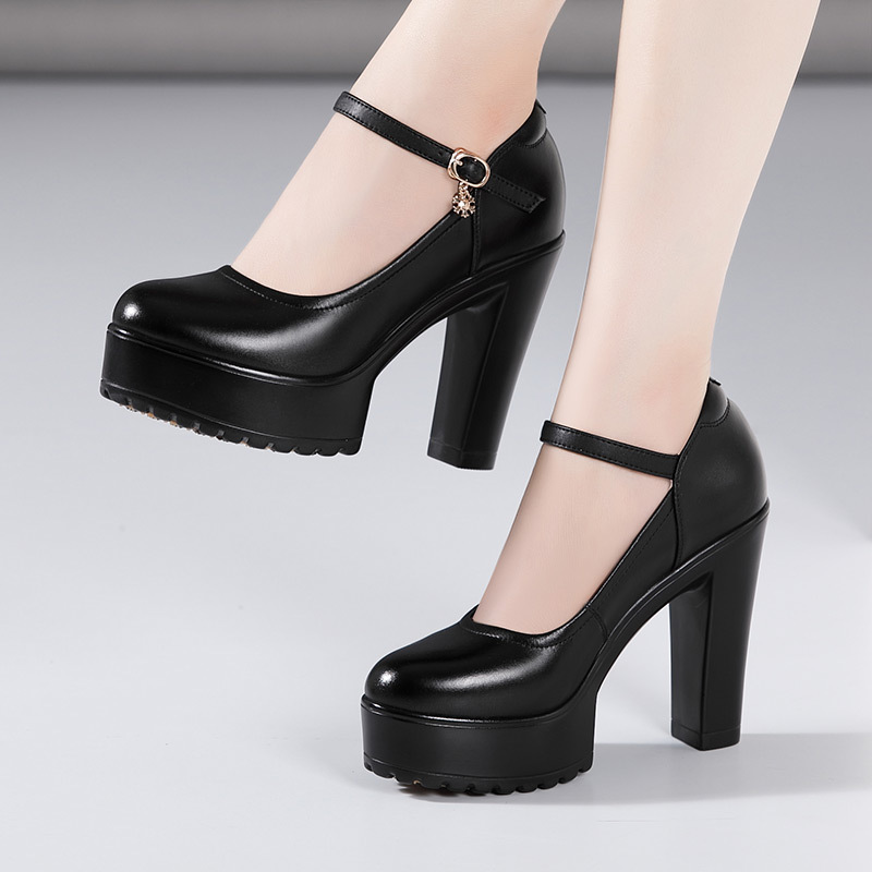 Round platform high-heeled shoes for women