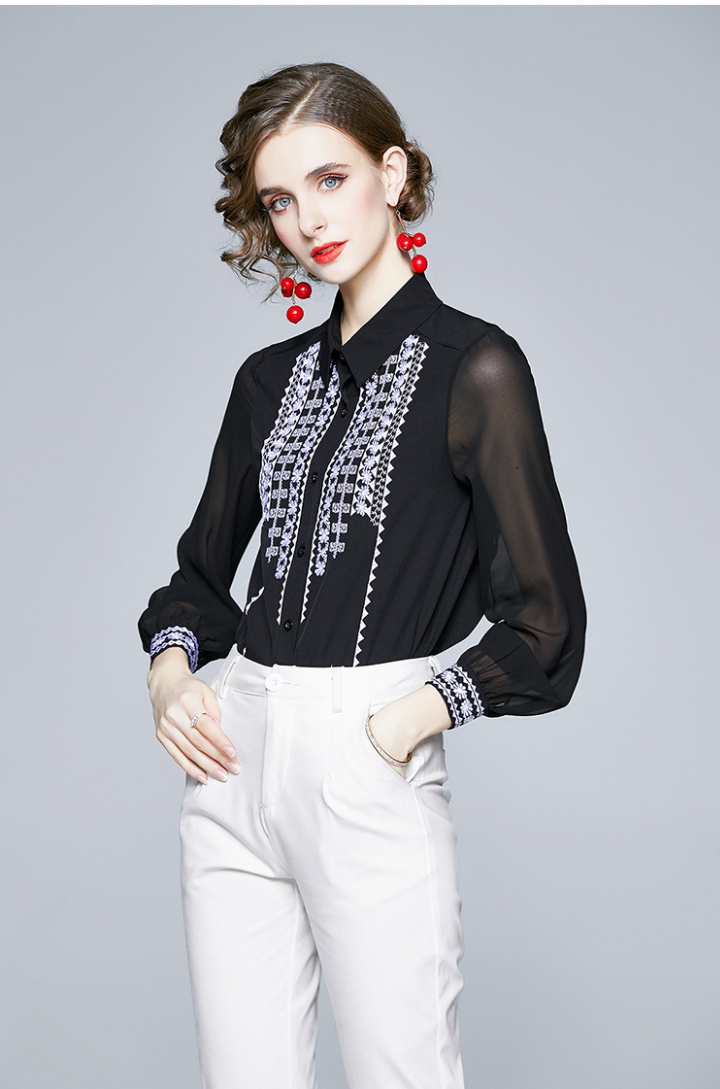 Embroidery long sleeve light single-breasted fashion shirt