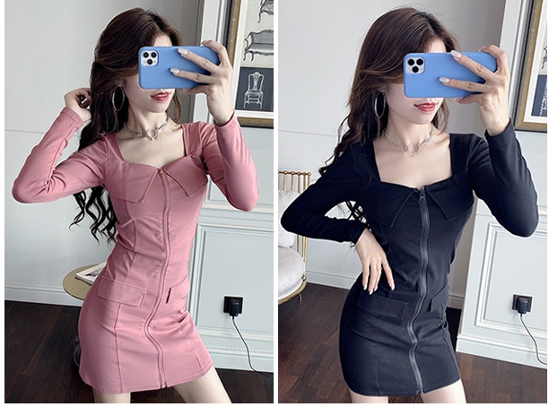 Tight square collar dress sexy T-back for women