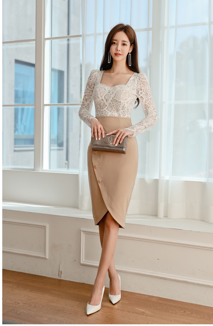 Slim skirt Korean style tops 2pcs set for women