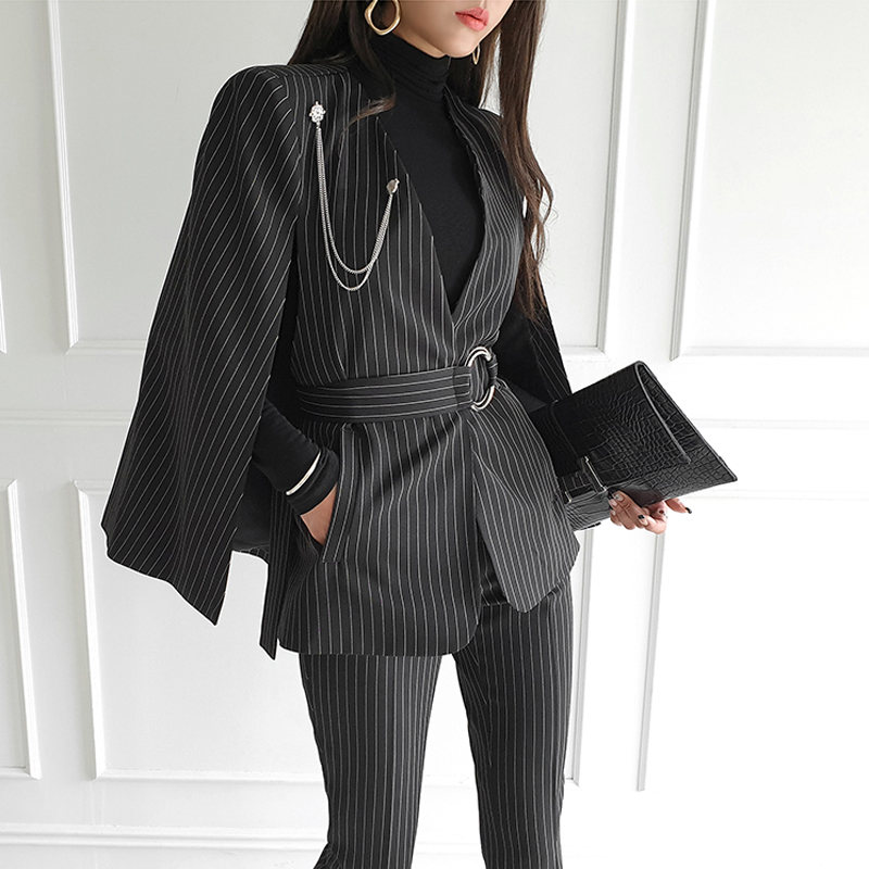 Profession slim V-neck coat autumn Korean style cloak 2pcs set