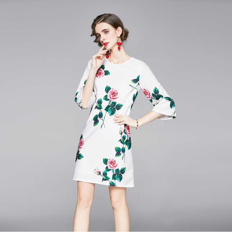 Flowers pattern Casual loose printing fashion dress for women