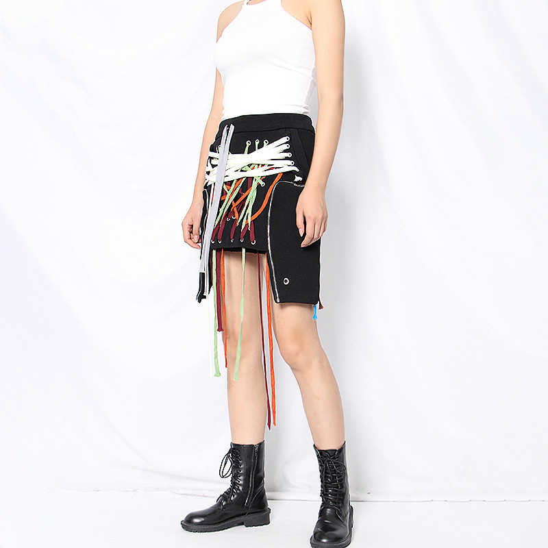 Pocket drawstring stereoscopic irregular autumn skirt