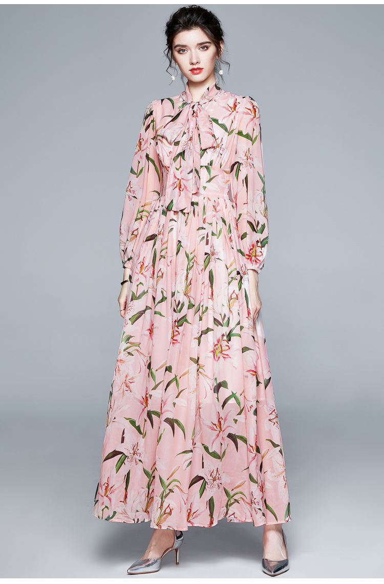 Lily autumn long sleeve printing big skirt dress