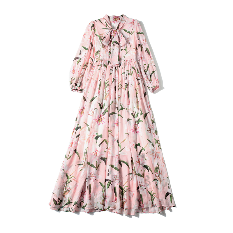 Lily autumn long sleeve printing big skirt dress