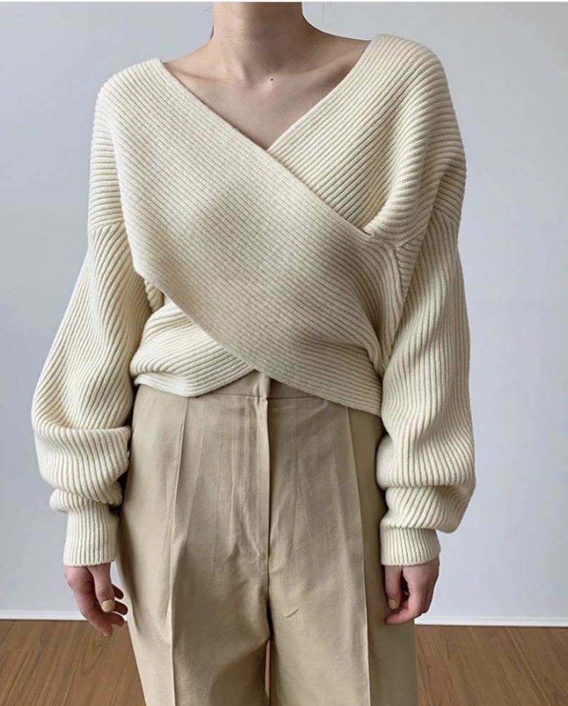 Cross temperament tops Korean style sweater for women