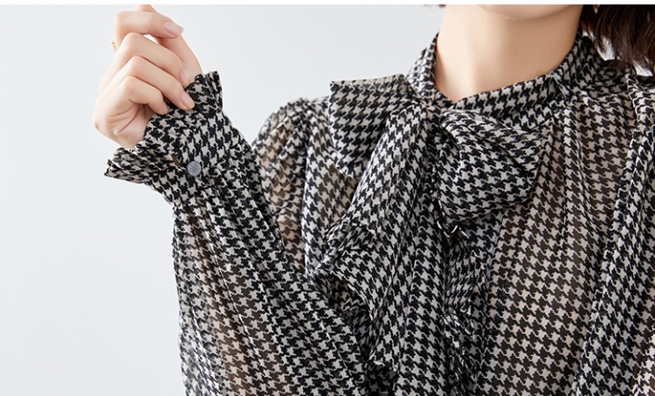 Real silk slim long sleeve streamer shirt for women