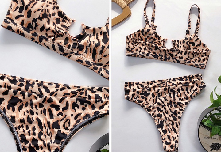 High waist bikini European style leopard sexy swimwear