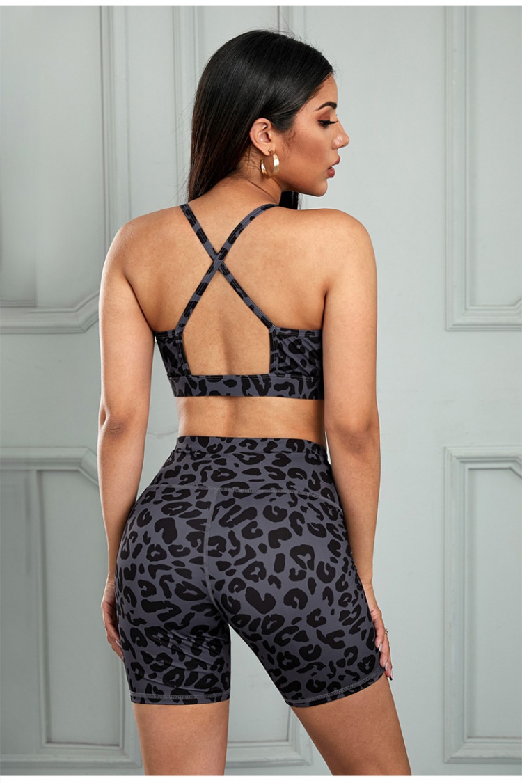 Beauty back leopard yoga Bra 2pcs set for women