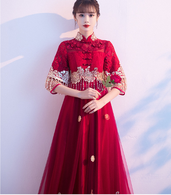 Fat Chinese style formal dress large yard evening dress for women