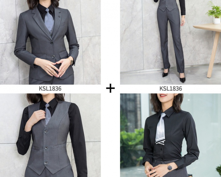 Gray suit pants profession business suit 4pcs set for women
