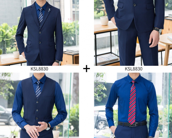 Gray waistcoat overalls business suit 4pcs set for men