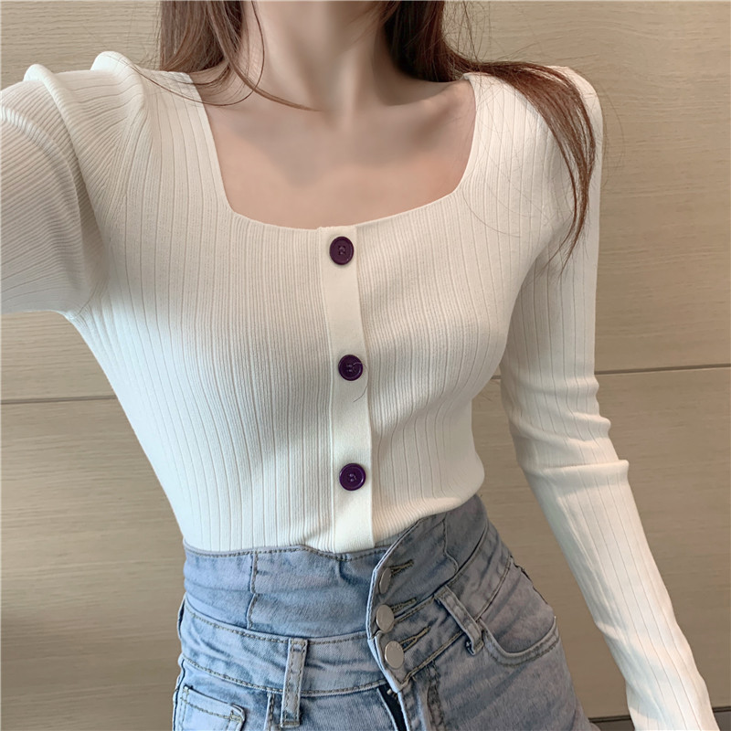 Long sleeve bottoming shirt slim sweater for women