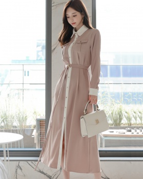 Autumn pinched waist dress Korean style long dress