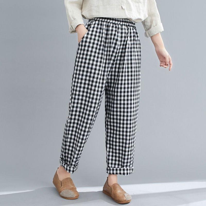 Korean style Casual loose retro cotton linen long pants
