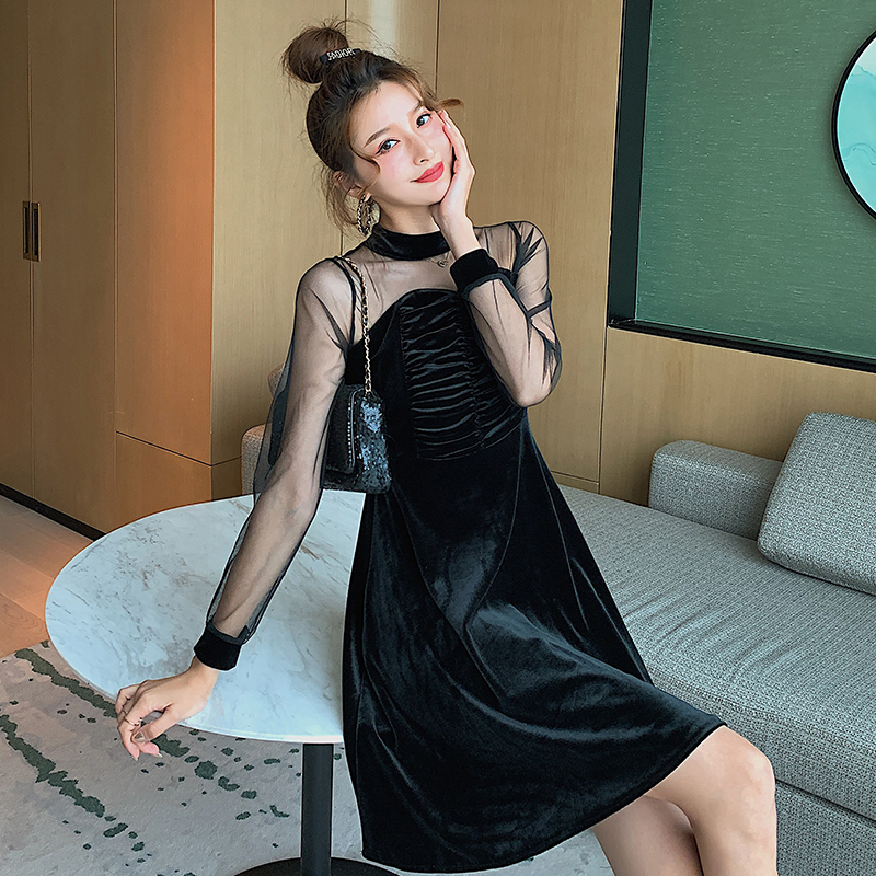Noble pinched waist bottoming temperament dress