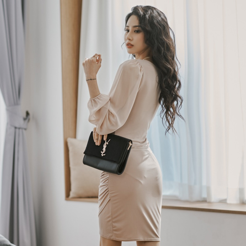 Korean style dress splice T-back for women