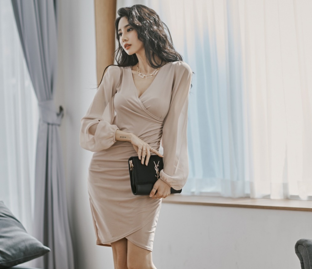 Korean style dress splice T-back for women