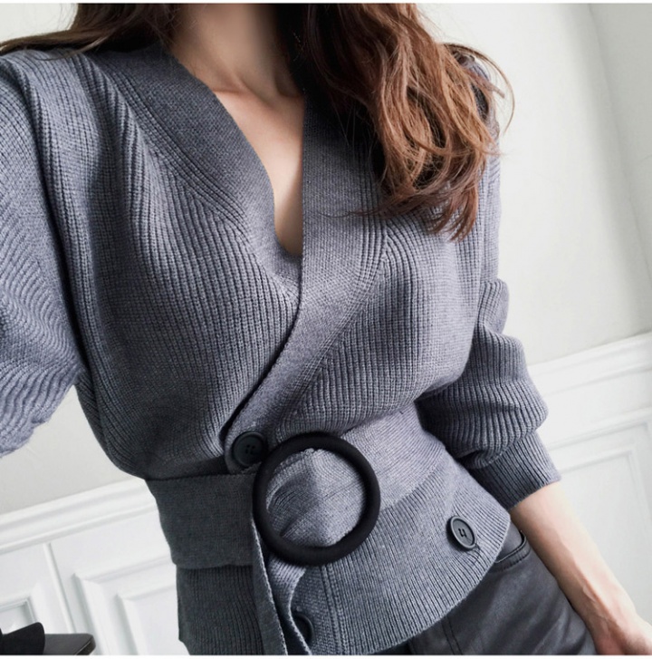Bandage sweater autumn and winter cardigan for women