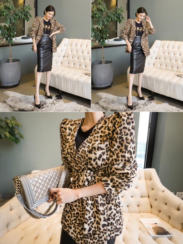 Leopard profession business suit autumn temperament coat
