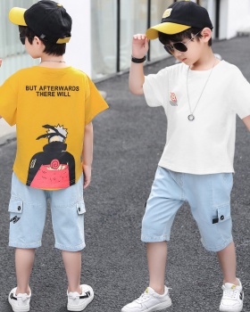 Boy Korean style jeans Western style T-shirt 2pcs set