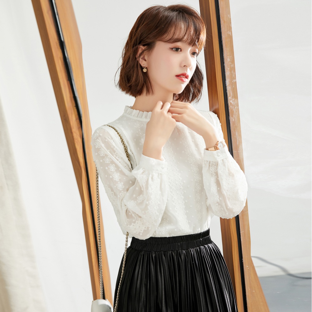 Autumn and winter Korean style tops hollow small shirt