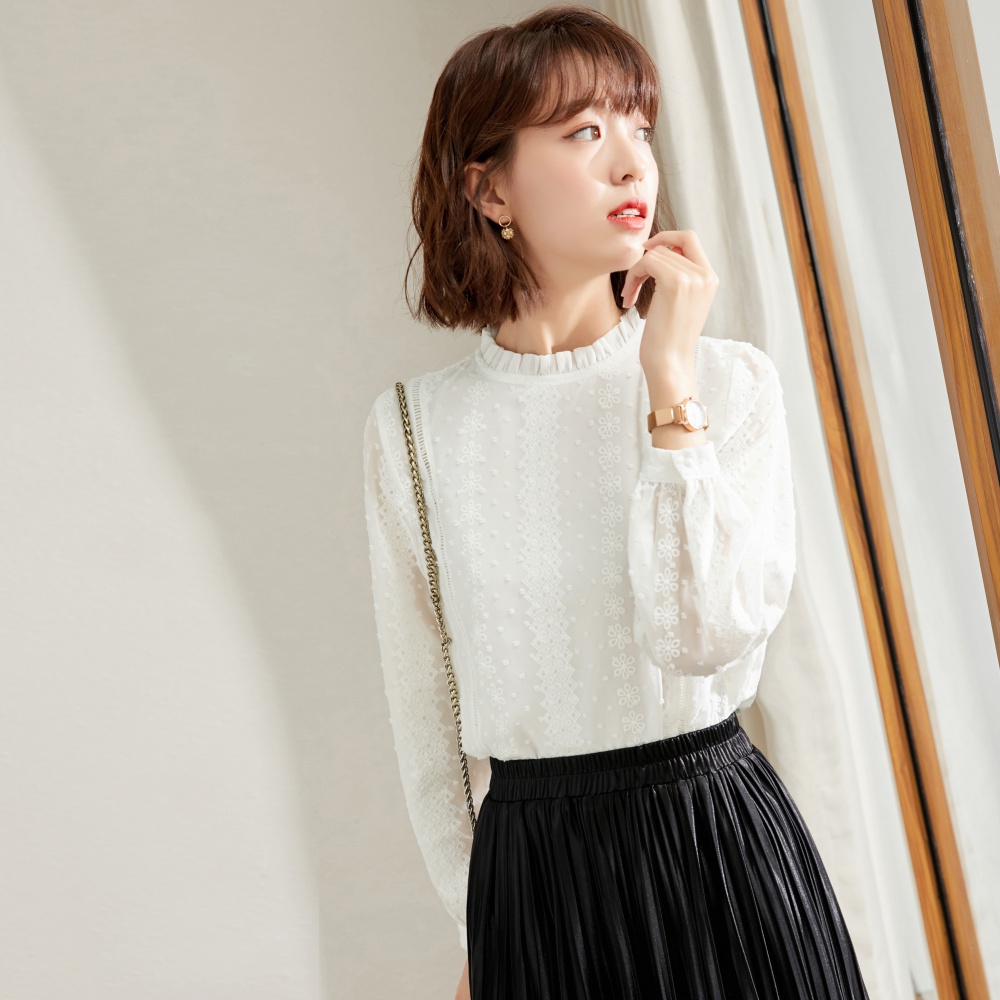 Autumn and winter Korean style tops hollow small shirt
