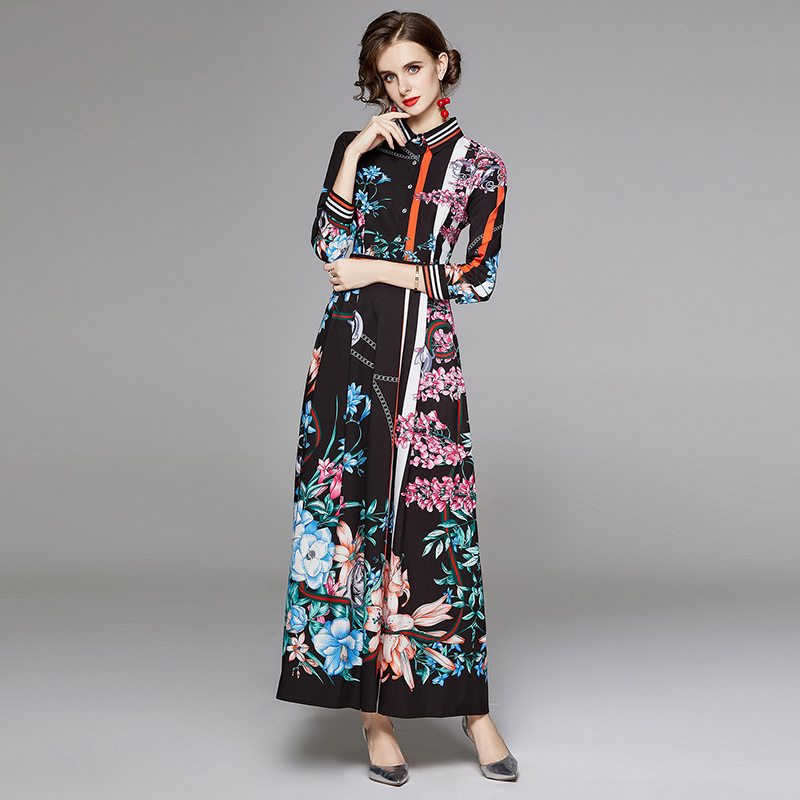 Printing all-match fashion slim European style dress