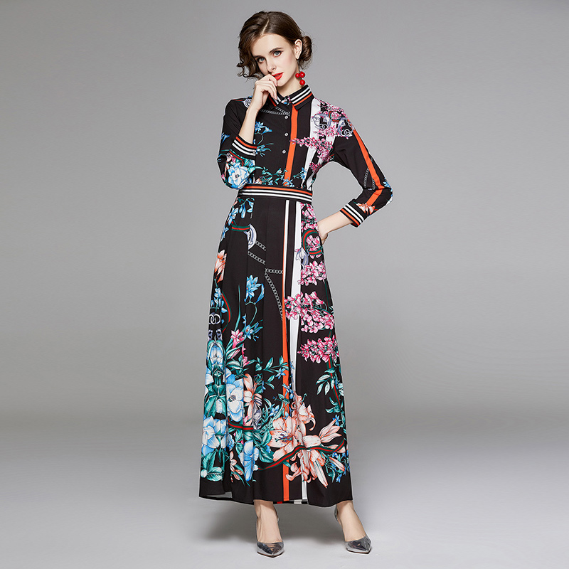 Printing all-match fashion slim European style dress