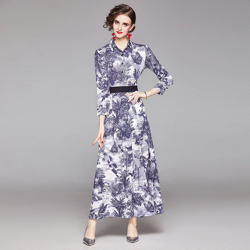 Printing all-match fashion slim European style dress