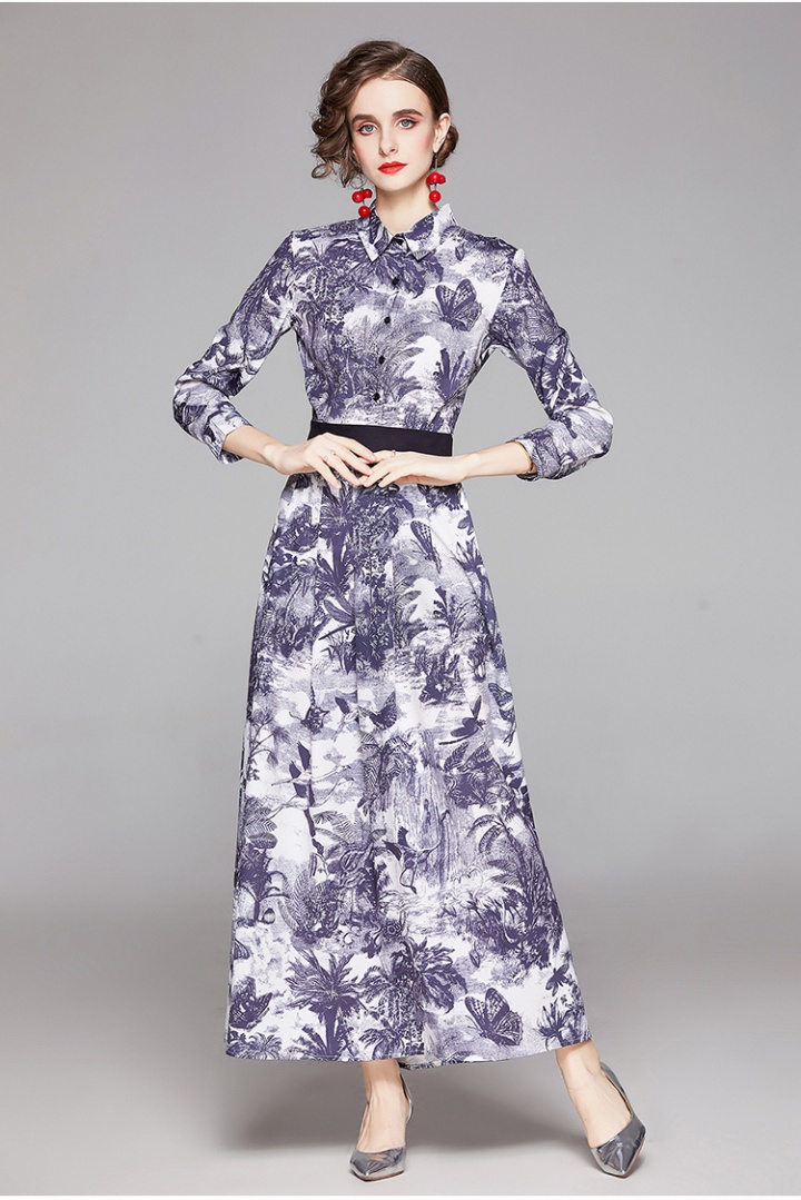 Printing all-match fashion slim European style dress