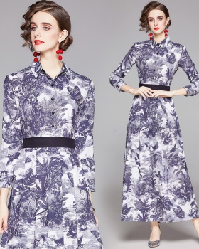 Printing all-match fashion slim European style dress