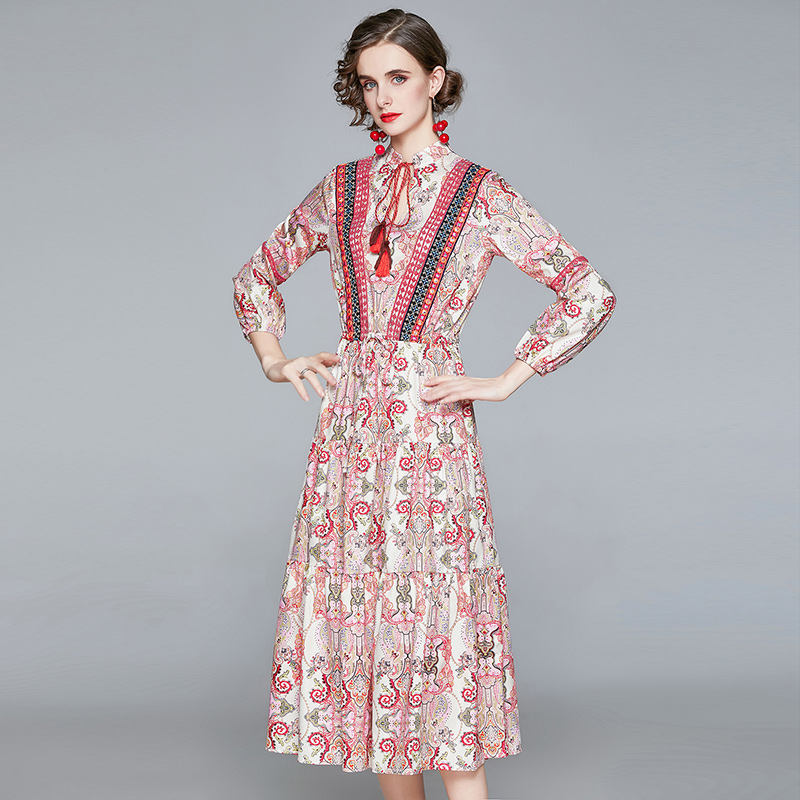 Bubble floral autumn and winter dress