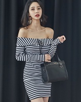 Stripe temperament slim Korean style autumn and winter dress