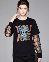 Printing Western style T-shirt splice tops for women
