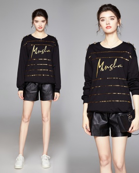 Sequins tops embroidery hoodie for women